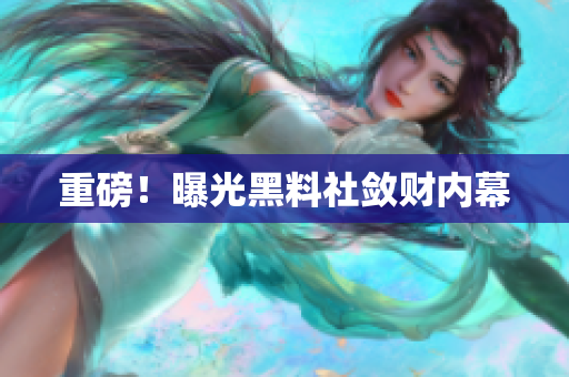重磅！曝光黑料社敛财内幕