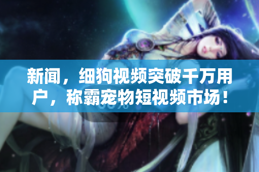 新闻，细狗视频突破千万用户，称霸宠物短视频市场！