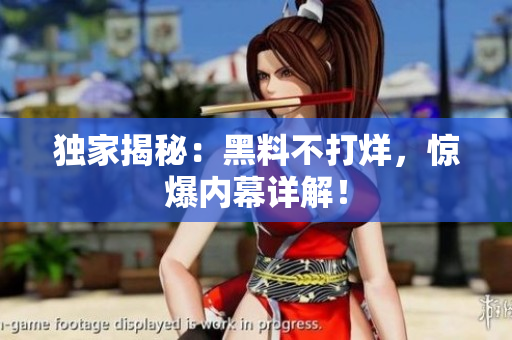 独家揭秘：黑料不打烊，惊爆内幕详解！