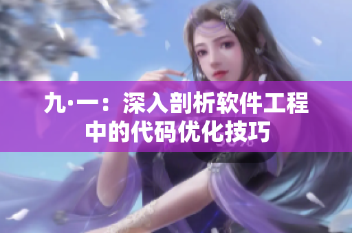九·一：深入剖析软件工程中的代码优化技巧
