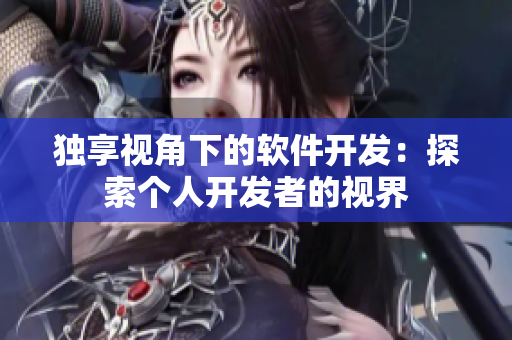 独享视角下的软件开发：探索个人开发者的视界