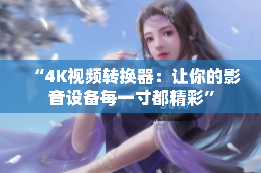 “4K视频转换器：让你的影音设备每一寸都精彩”