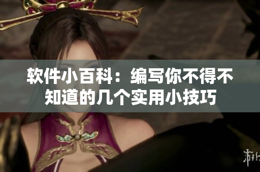 软件小百科：编写你不得不知道的几个实用小技巧