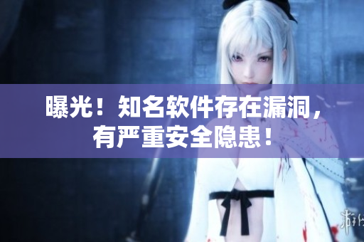 曝光！知名软件存在漏洞，有严重安全隐患！