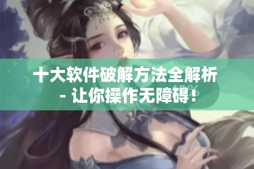 十大软件破解方法全解析 - 让你操作无障碍！