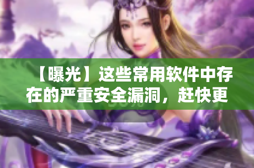 【曝光】这些常用软件中存在的严重安全漏洞，赶快更新！