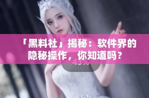 「黑料社」揭秘：软件界的隐秘操作，你知道吗？