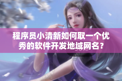 程序员小清新如何取一个优秀的软件开发地域网名？